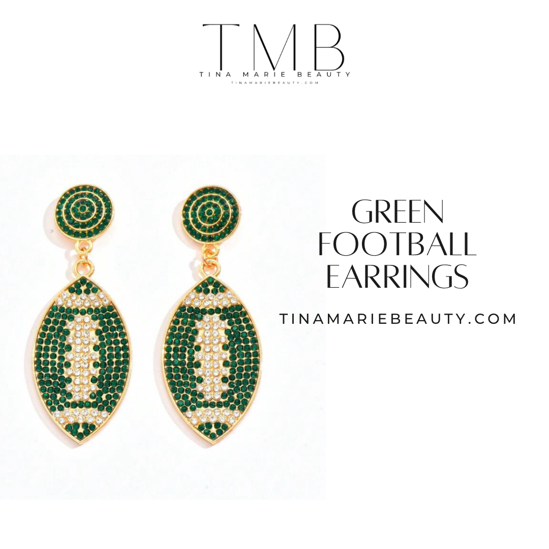 Football Earrings Green