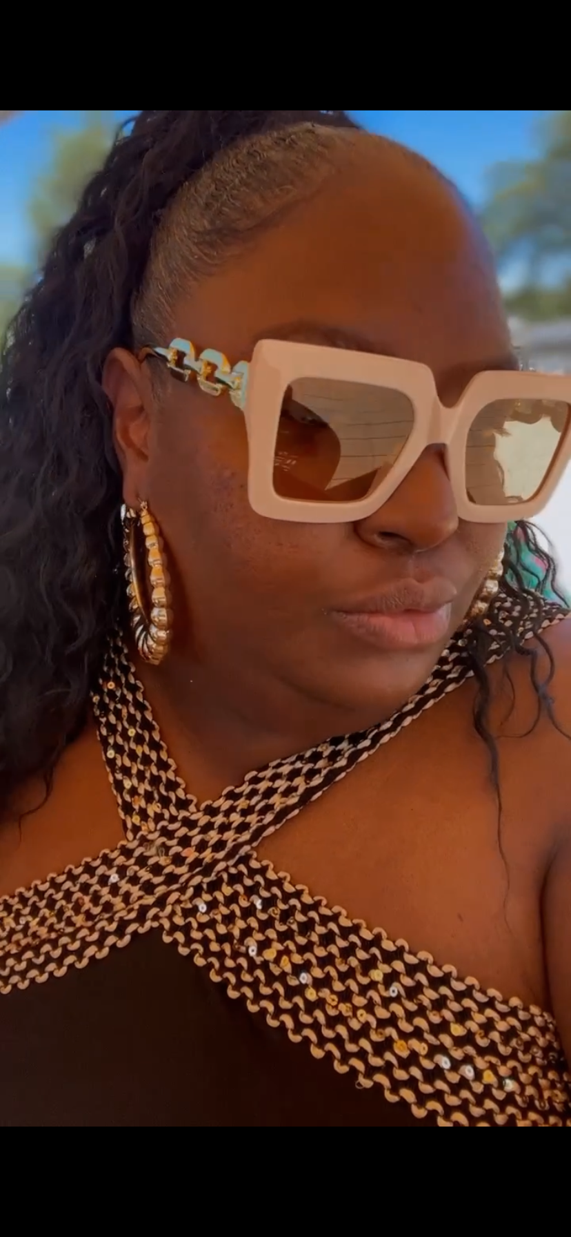 Beige Chain Glam Sunnies