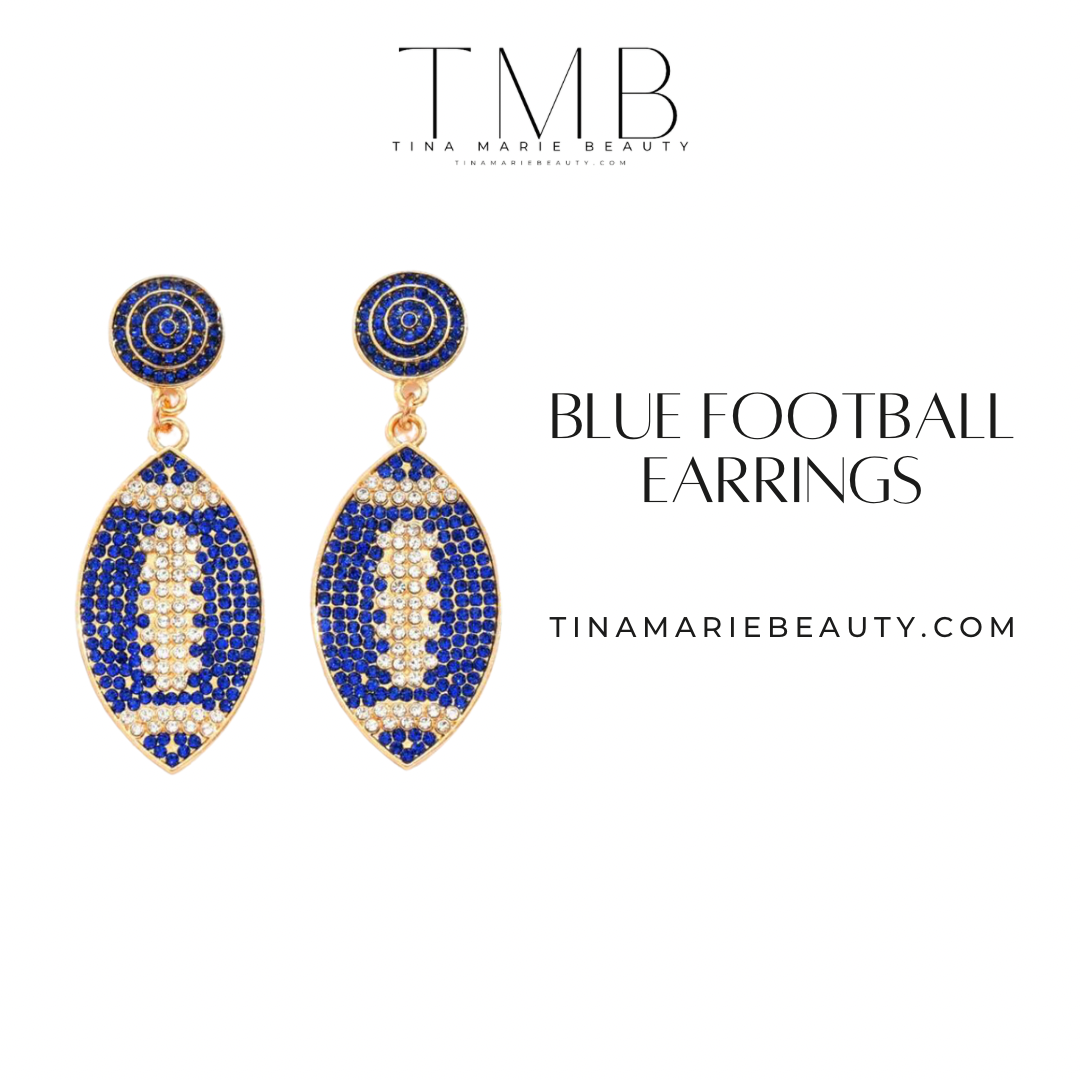 Football Earrings Blue