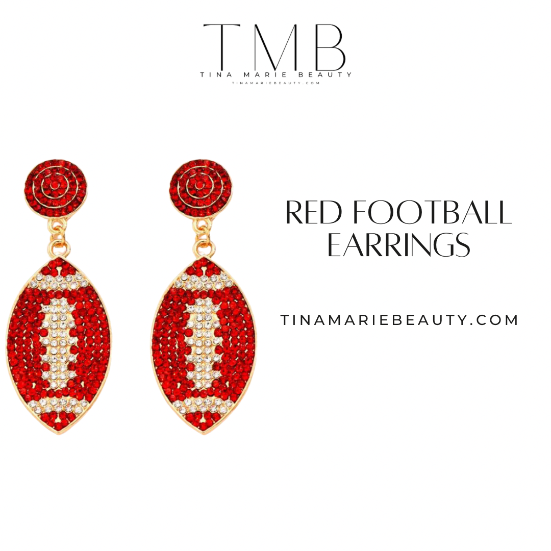 Football Earrings Red